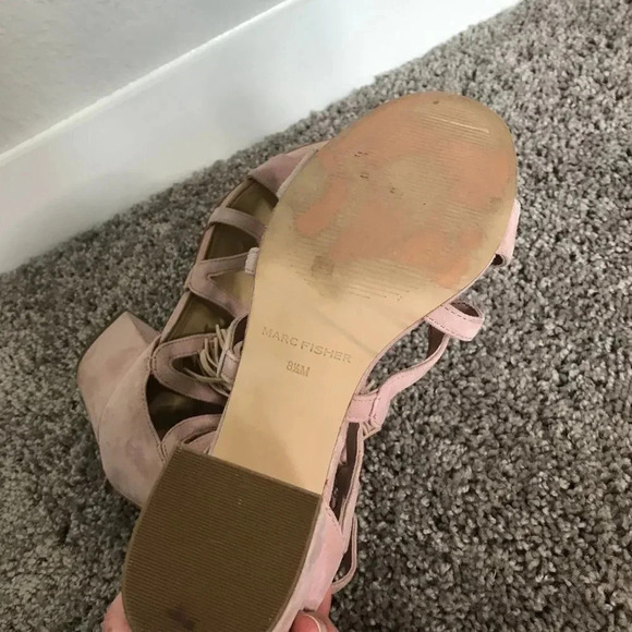 Marc Fisher Suede Pink Strappy Heels - Picture 3 of 5